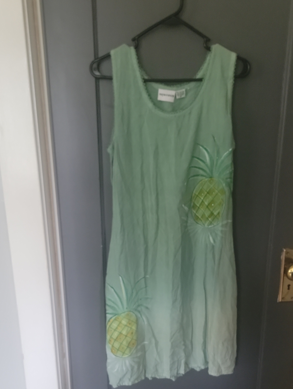 raya sun Mint Green Pineapple Sleeveless Midi Dress
